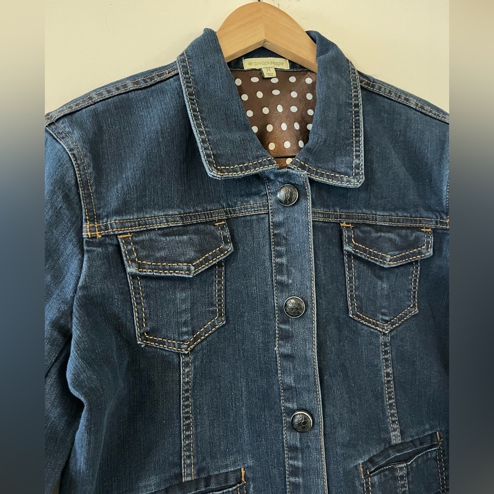 GINGERsnaps Brand Dark Denim Jacket Women’s Size Medium - Picture 7 of 16